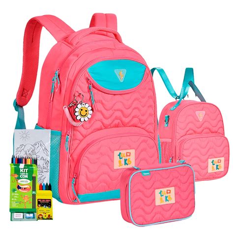 Kit Mochila Estojo Lancheira Térmica Luluca Infantil Youtuber 